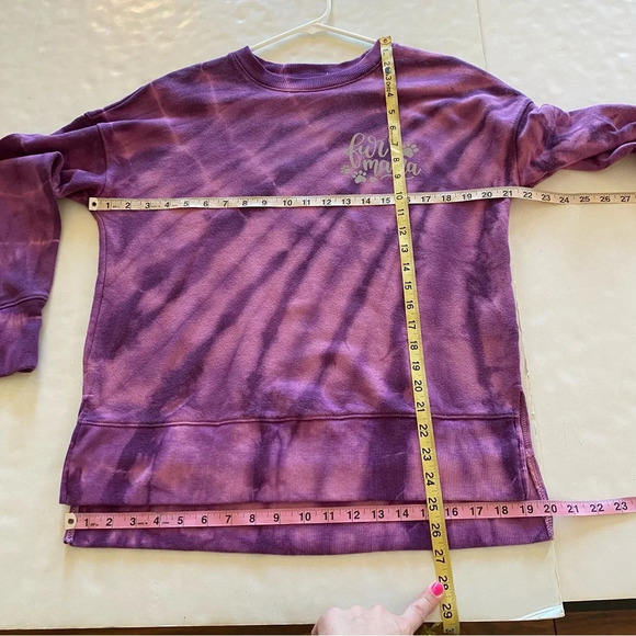Handmade Fur Mama Tie Dye Sweatshirt Pullover Women Small Pink Purple Reflective - Picture 13 of 15